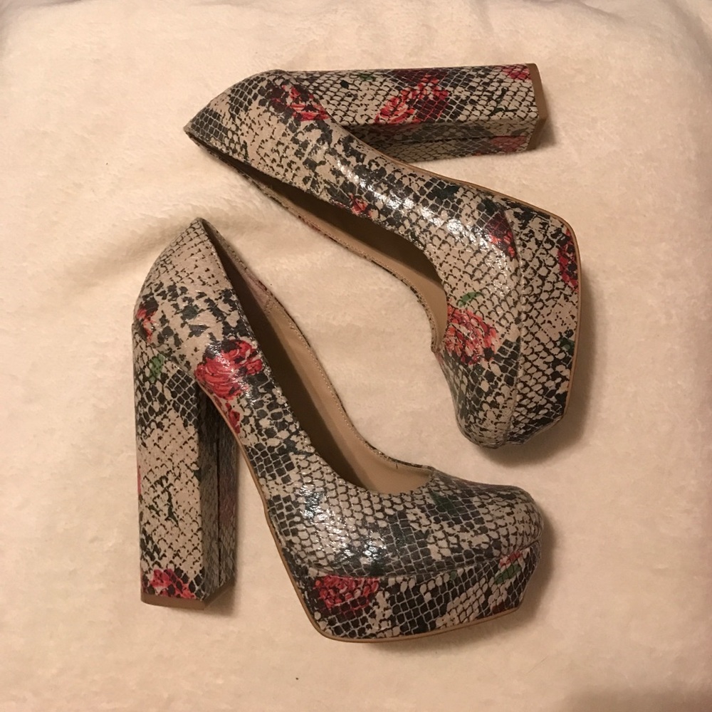 Brand new MIA snake print with roses platforms!