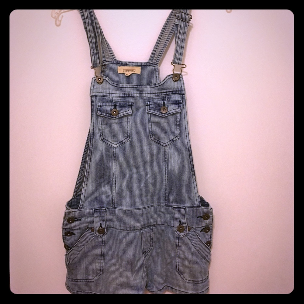 Denim striped overalls