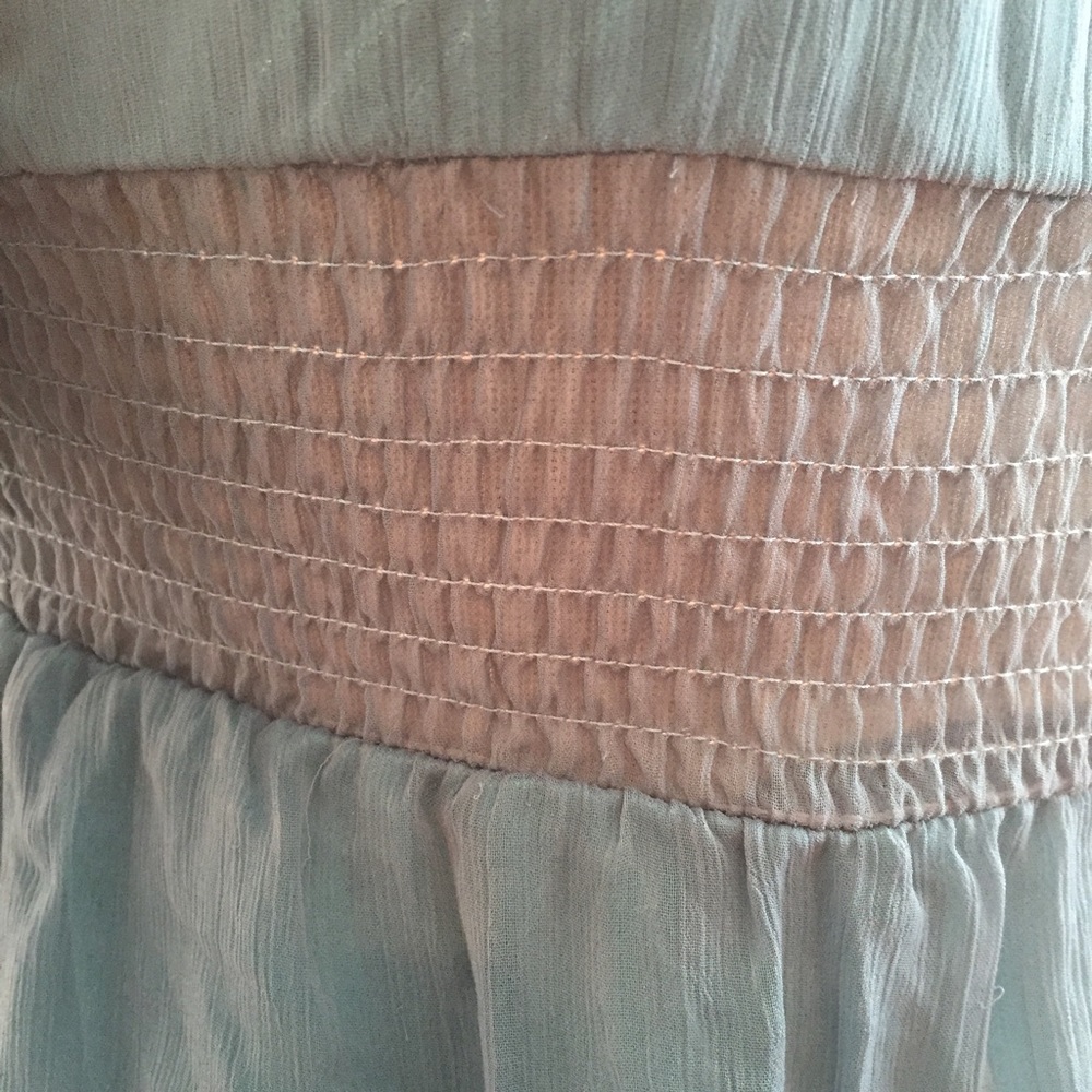 Lucca teal peasant top w/ lace accents. Size small - Picture 5 of 7