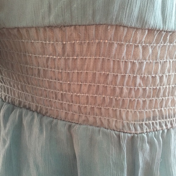 Lucca teal peasant top w/ lace accents. Size small - Picture 5 of 7