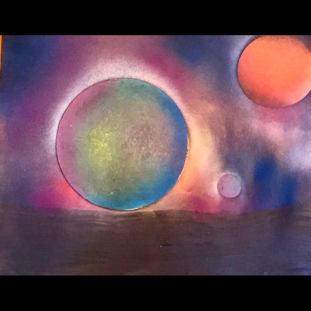 22 x 28 Rainbow Land spray paint painting