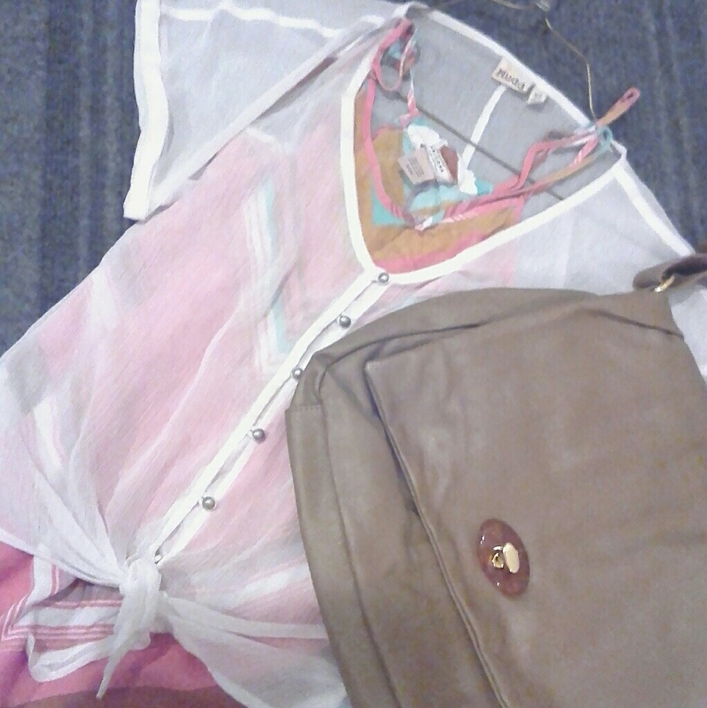 Sheer White button up V-neck