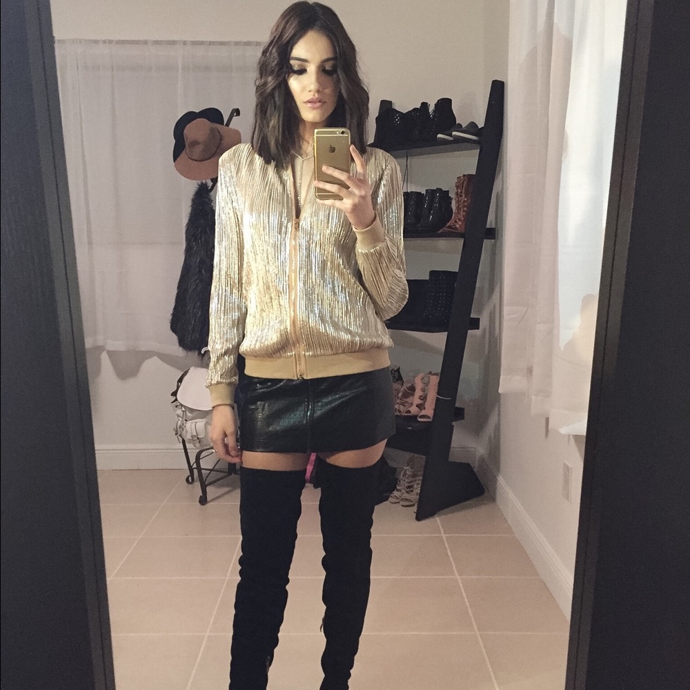 Gold Metallic Bomber Jacket - Picture 4 of 4