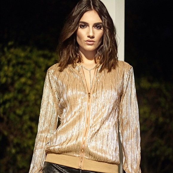 Style Link Miami Jackets & Blazers - Gold Metallic Bomber Jacket