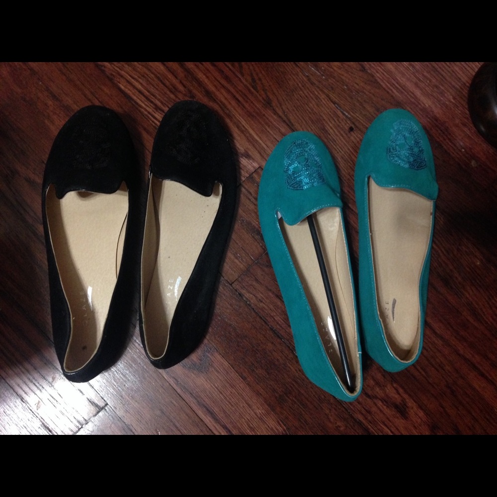 Two pair of skull loafers