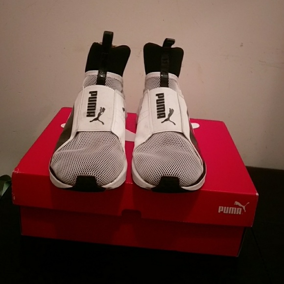 Puma Shoes - Puma slip on white and black sneakers fierce core