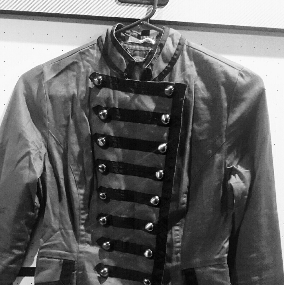 Gray with black piping ..Military Style Jacket