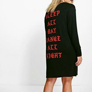 Boohoo Plus Bethany Printed Back Tshirt Dress