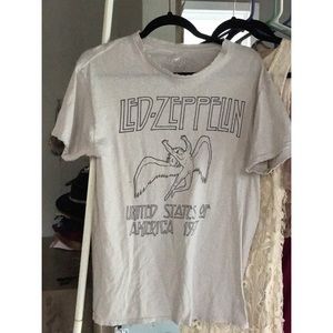 Distressed band tee.