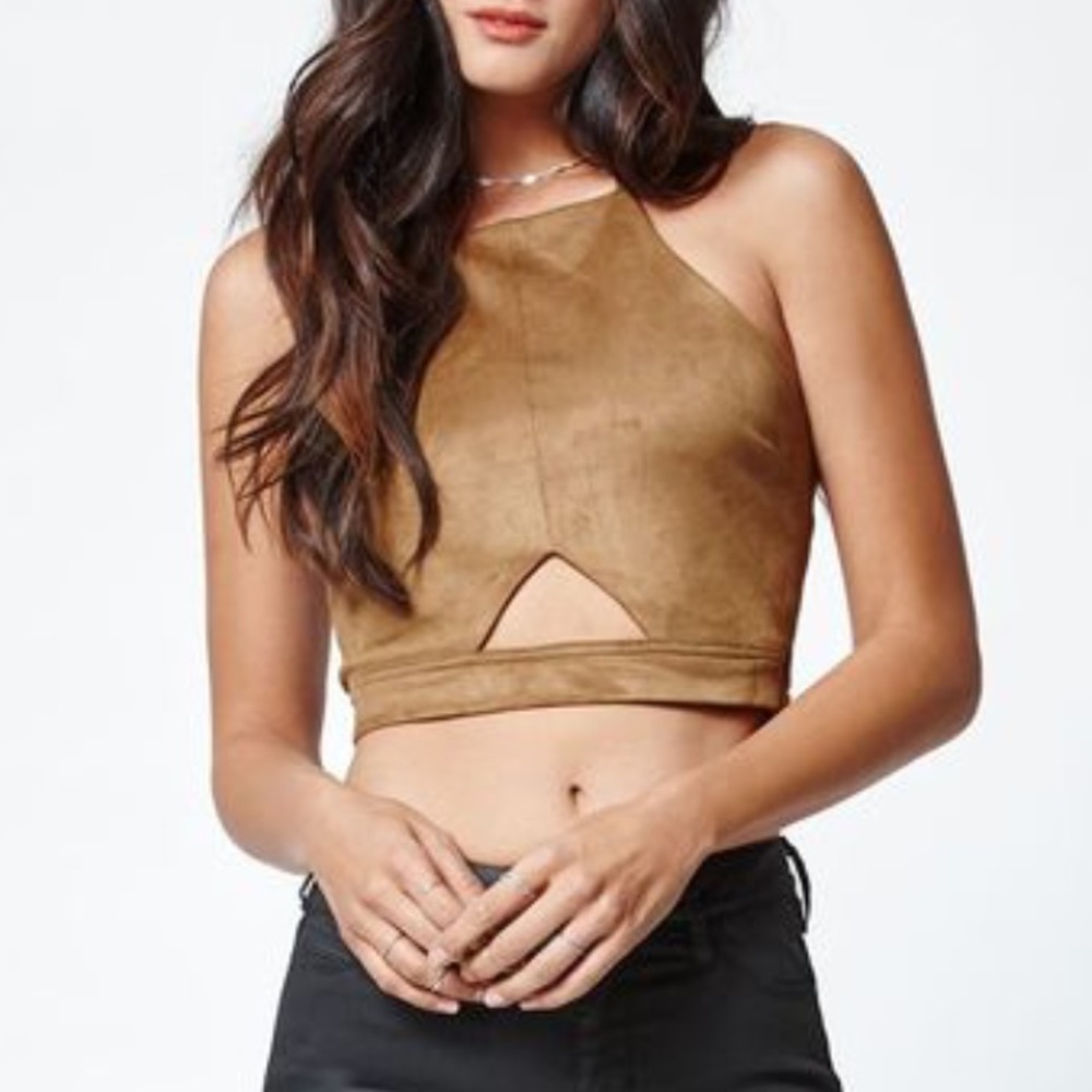 Kendall Kylie Faux Suede Crop top
