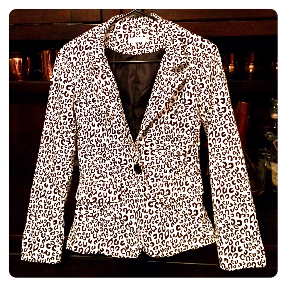 Black and White Leopard Blazer - S