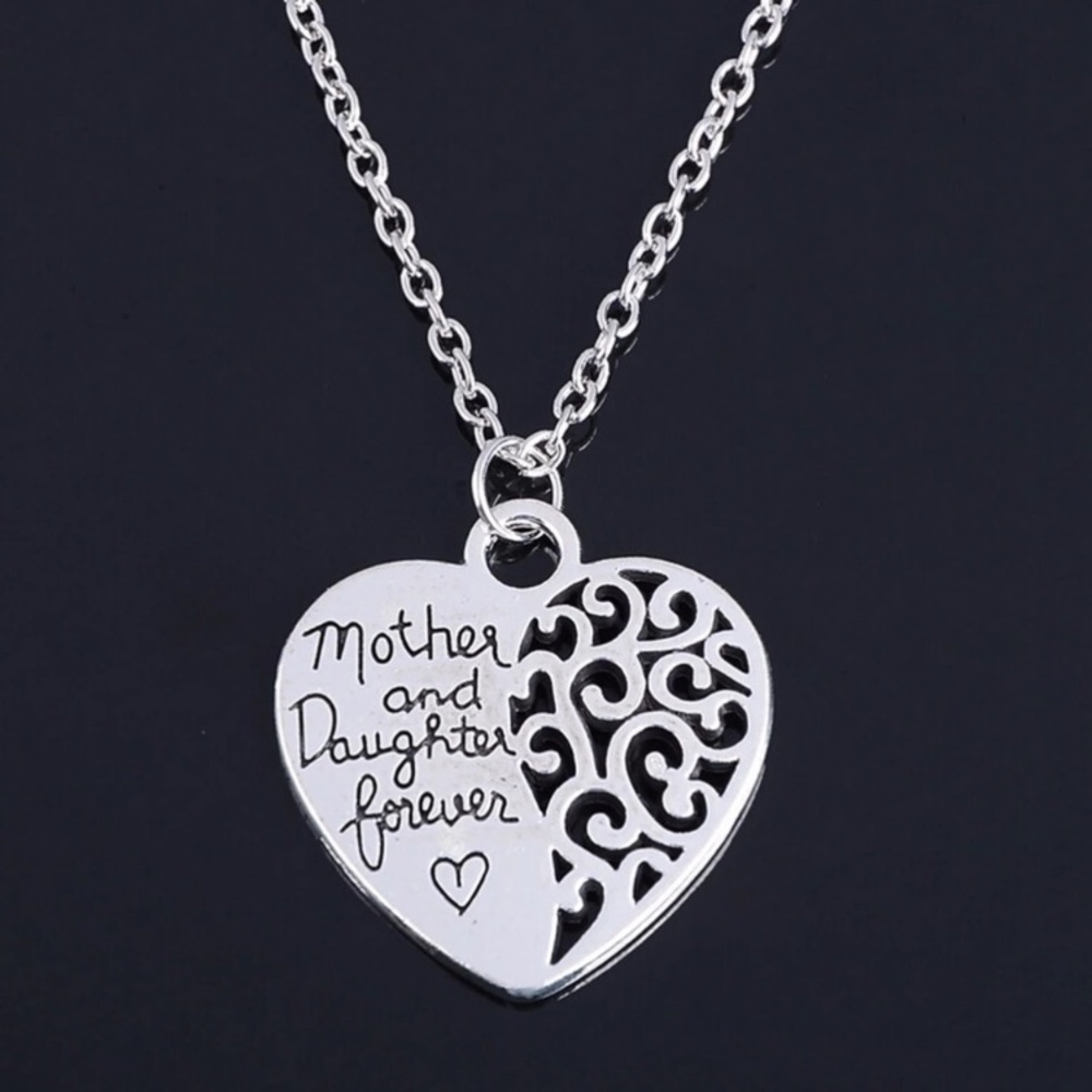 Mother and daughter silver love necklace new