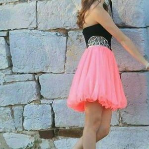 Pink and Black Short Homecoming/Prom Dress