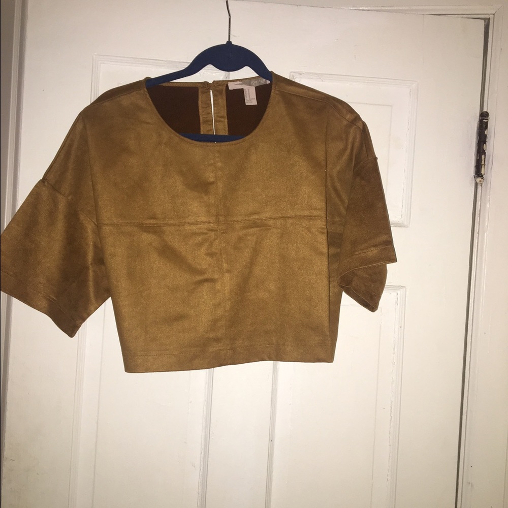 Brown Suede Crop Top