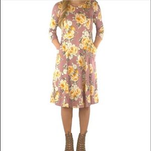 Mauve floral knee high dress