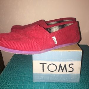 Red corduroy TOMS