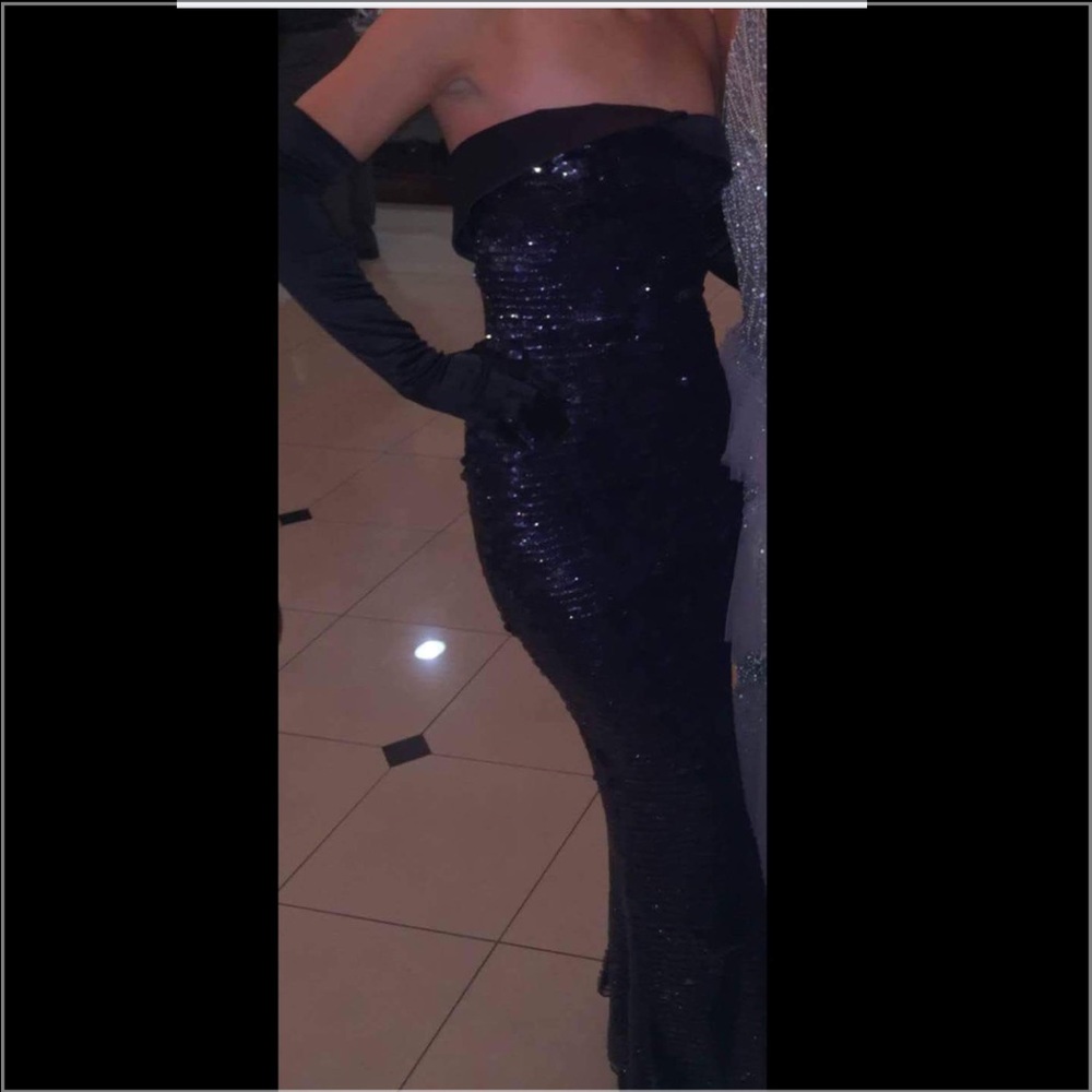 Giorgio Armani navy sequin and Satin dress size 4