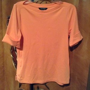 NWOT Ralph Lauren Melon Top w/ Elbow Length Cuffed Sleeves