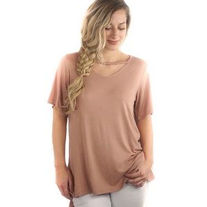 Dark peach cut out jersey top
