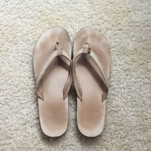 Beige Rainbow Flip Flops