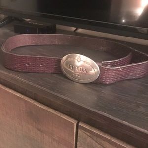 %100 authentic Prada brown leather belt .