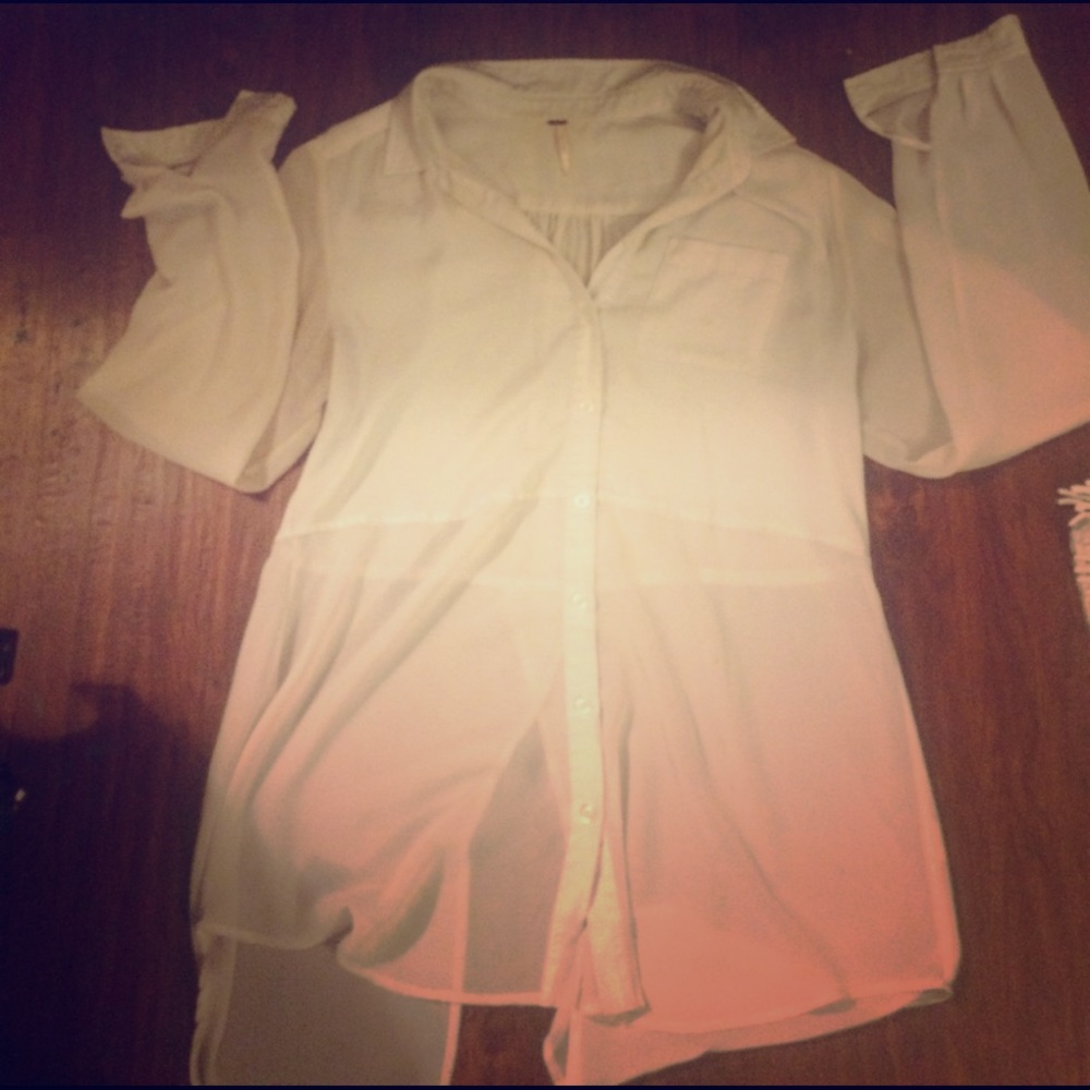 Free people cream two tone button down top