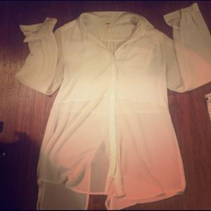 Free people cream two tone button down top