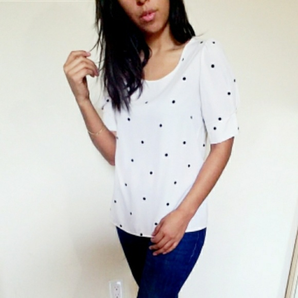 Tops - ❗LAST ONE❗IVORY POLKA DOT TOP
