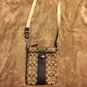 Brown Coach cross-body bag