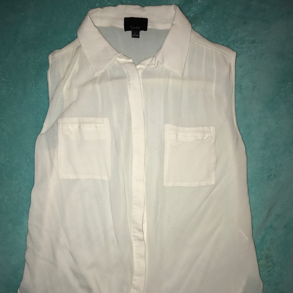 Silky Sleeveless Button Down