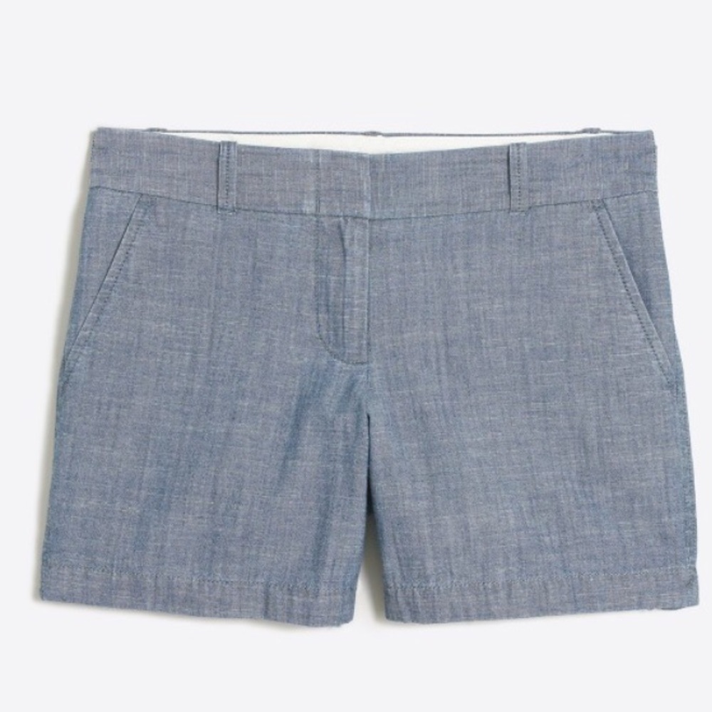 J. Crew 5" Medium Wash Chambray Flat Front Shorts