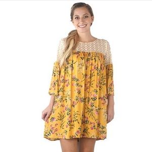 Mustard floral shift dress
