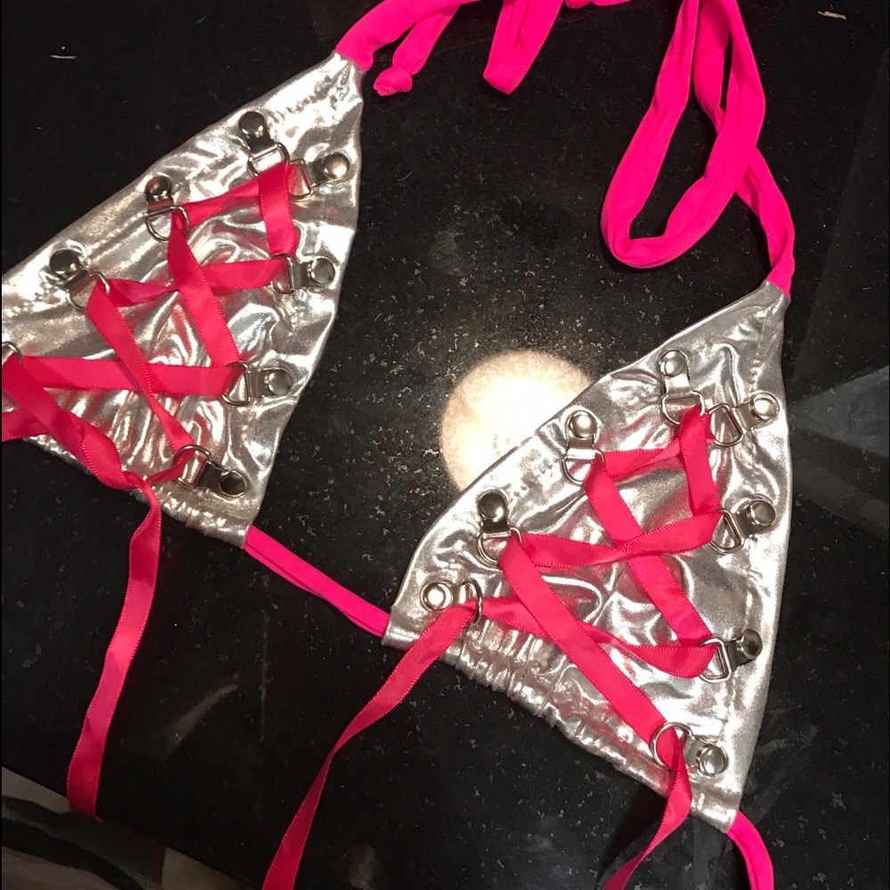 Silver & Pink Rave Top