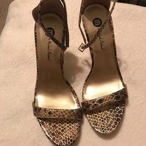 Snake print ankle strap heels!