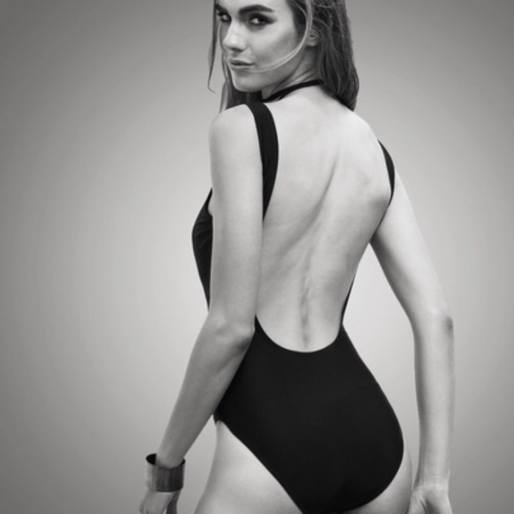 Never Worn Low Back Black One Piece Swimsuit