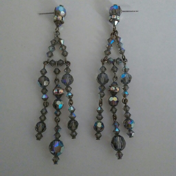 🚫SOLD🚫Beaded Crystal Chandelier Earrings - Picture 1 of 2