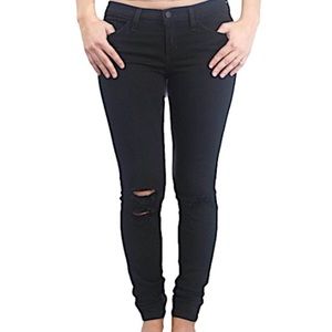 Distressed black denim