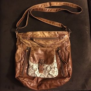 Brown cross-body purse