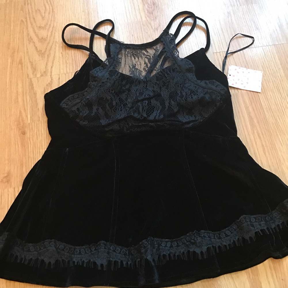 Velvet and lace top