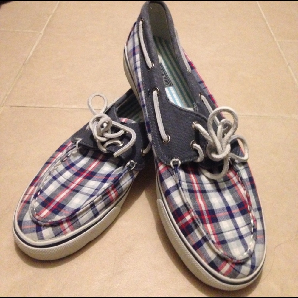 Patriotic plaid canvas sperry topsiders
