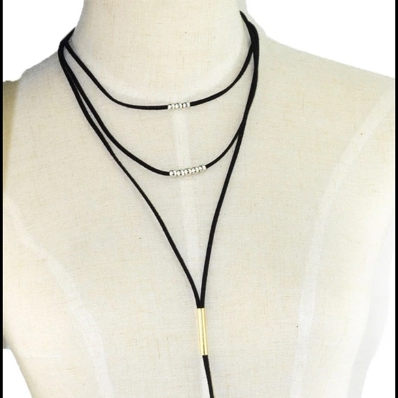 5 for $25 Multilayer Black Suede Leather Necklace - Picture 2 of 4