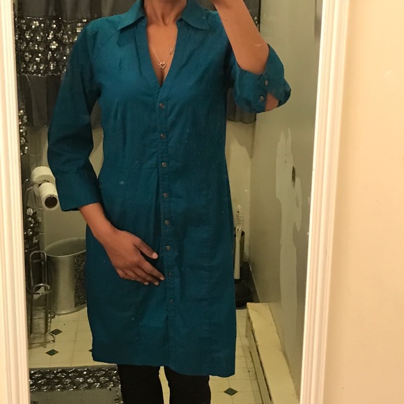 Express Shirtdress in Peacock Blue - Picture 4 of 5