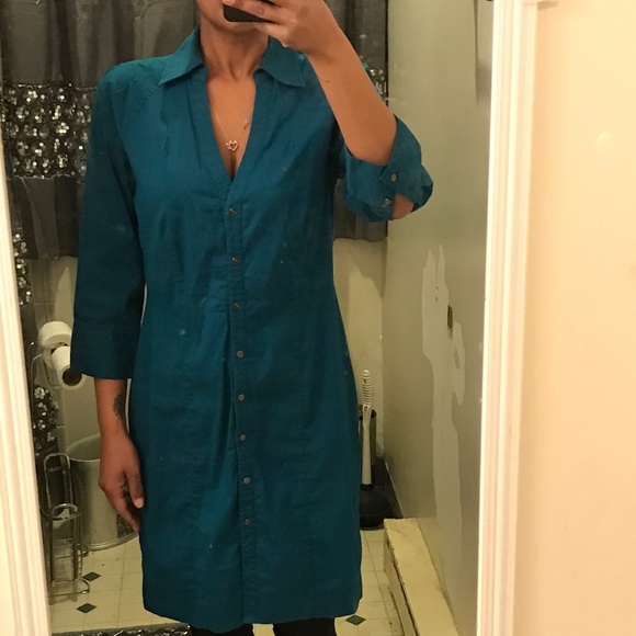 Express Shirtdress in Peacock Blue - Picture 5 of 5
