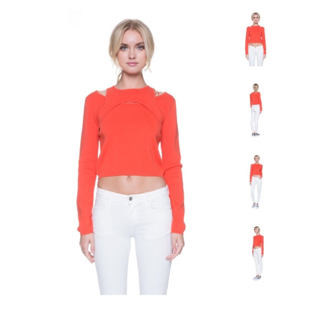 English Factory Cropped Cut Out Sweater