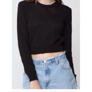Black Long Sleeve Crop Top