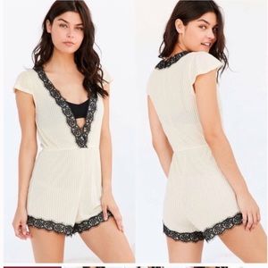 Urban Outfitters Out From Under Ribbed Lace Romper