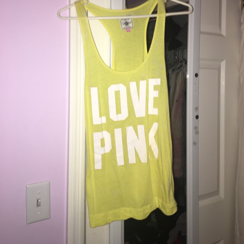 Yellow love pink tank top!