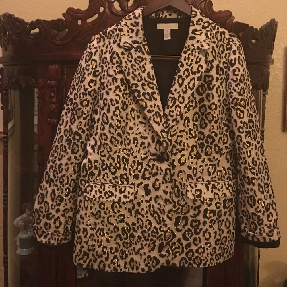 Chico's Cheetah Animal Print Gold and Black Jacket