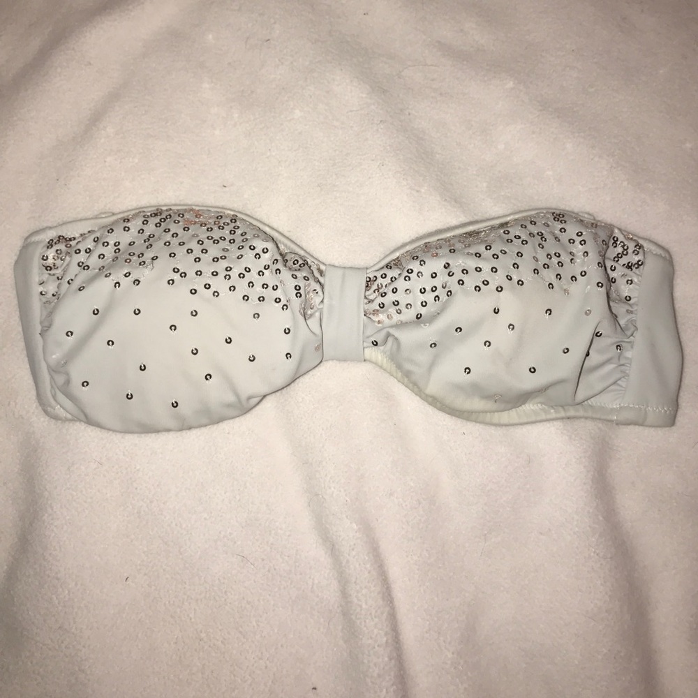 White bikini top with gold sequins