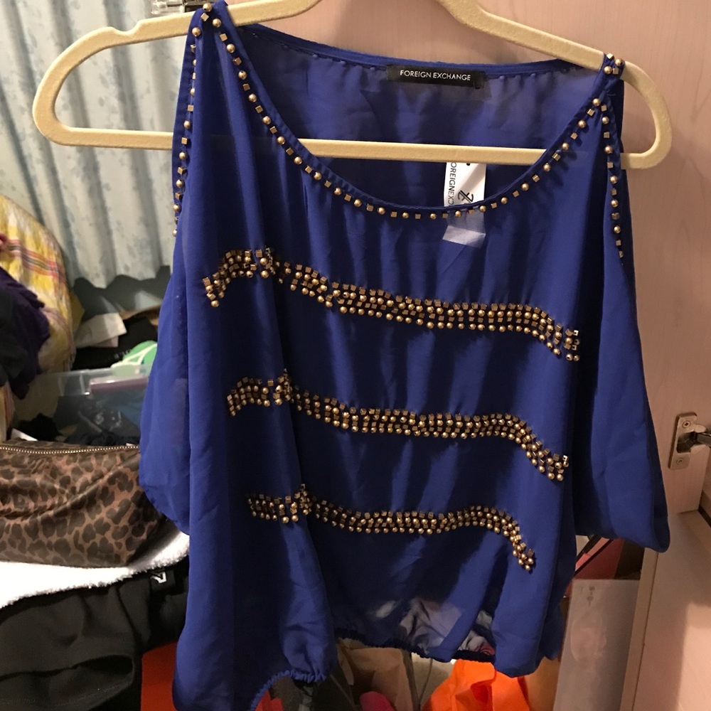 Blue sheer top
